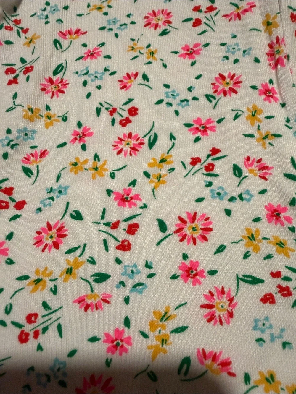 GAP Floral Short Sleeve One-Piece Romper in White with Pink & Yellow Flowers
